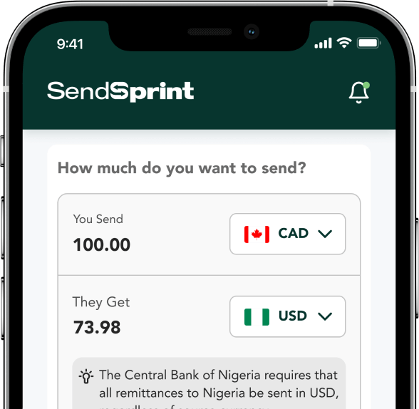 sendsprint mobile app dashboard